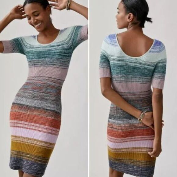 NWT Anthropologie Space-Dyed Knit Midi Dress | L - Picture 1 of 4